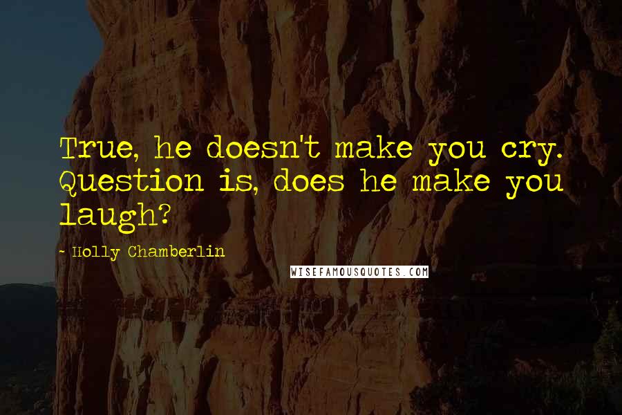 Holly Chamberlin Quotes: True, he doesn't make you cry. Question is, does he make you laugh?