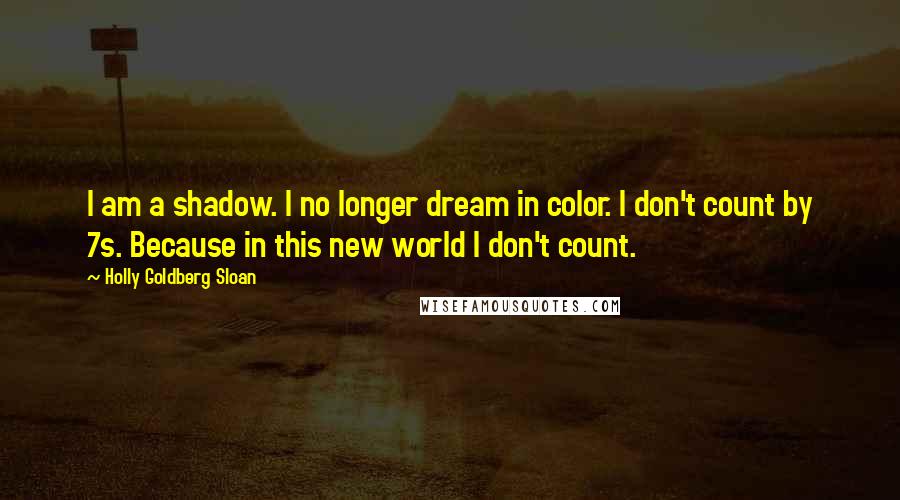Holly Goldberg Sloan Quotes: I am a shadow. I no longer dream in color. I don't count by 7s. Because in this new world I don't count.