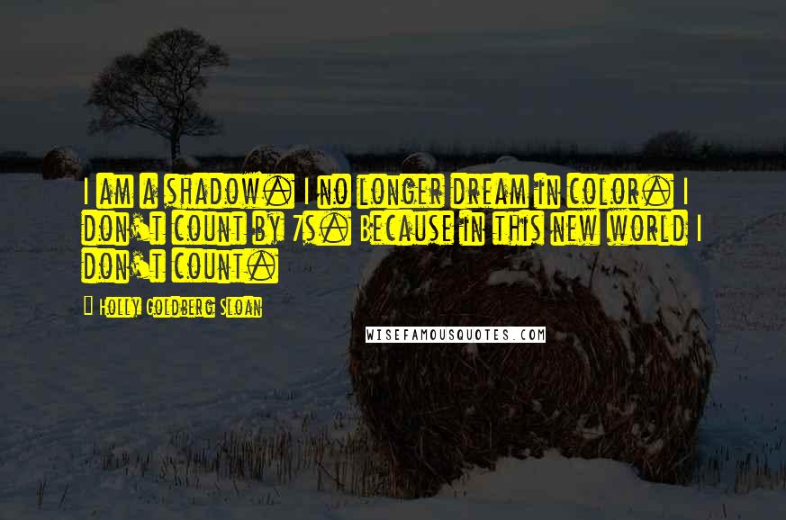 Holly Goldberg Sloan Quotes: I am a shadow. I no longer dream in color. I don't count by 7s. Because in this new world I don't count.