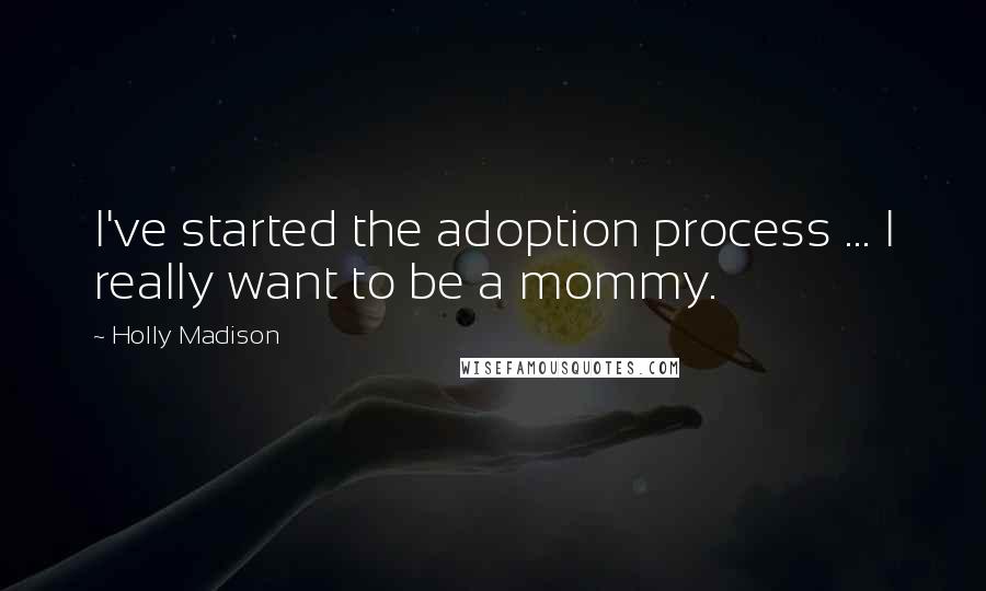 Holly Madison Quotes: I've started the adoption process ... I really want to be a mommy.