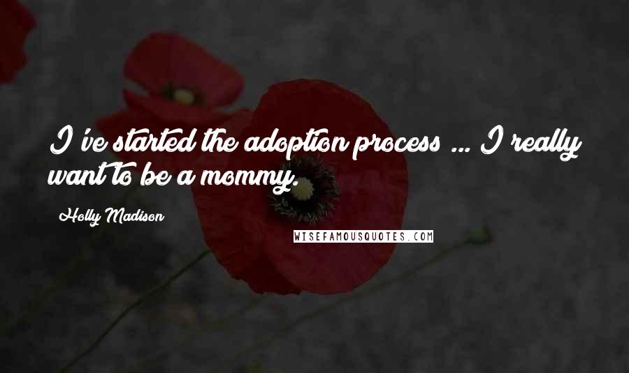 Holly Madison Quotes: I've started the adoption process ... I really want to be a mommy.