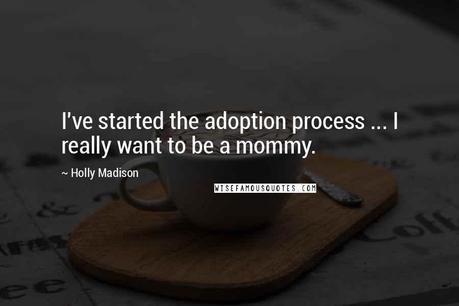 Holly Madison Quotes: I've started the adoption process ... I really want to be a mommy.