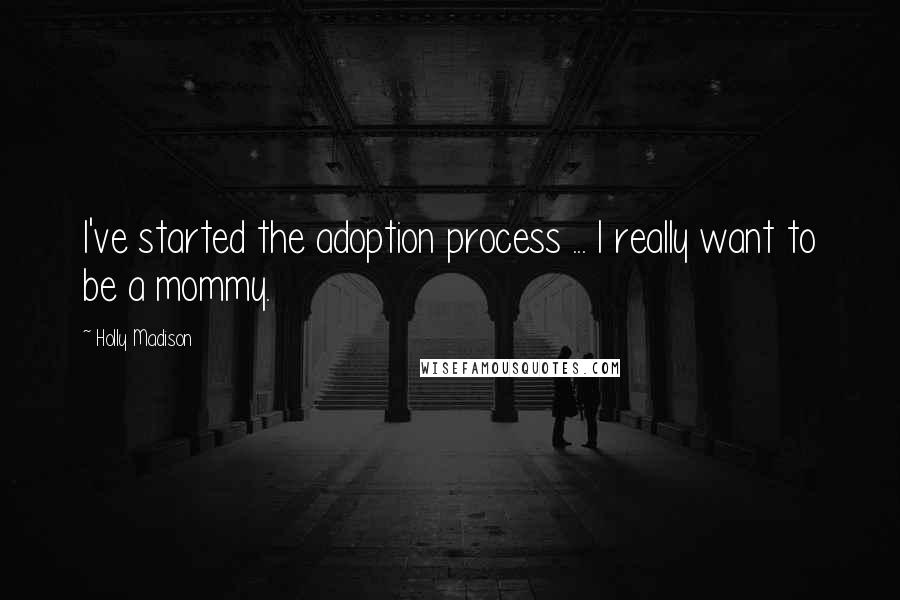 Holly Madison Quotes: I've started the adoption process ... I really want to be a mommy.