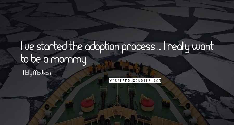 Holly Madison Quotes: I've started the adoption process ... I really want to be a mommy.