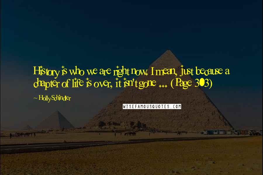 Holly Schindler Quotes: History is who we are right now. I mean, just because a chapter of life is over, it isn't gone ... (Page 303)