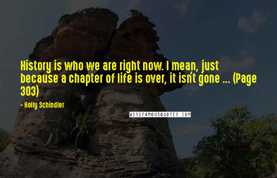 Holly Schindler Quotes: History is who we are right now. I mean, just because a chapter of life is over, it isn't gone ... (Page 303)