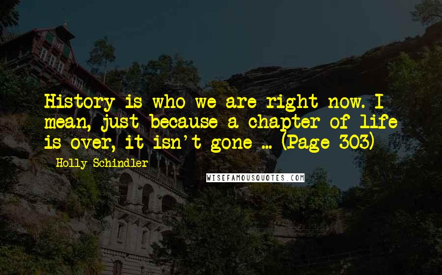 Holly Schindler Quotes: History is who we are right now. I mean, just because a chapter of life is over, it isn't gone ... (Page 303)