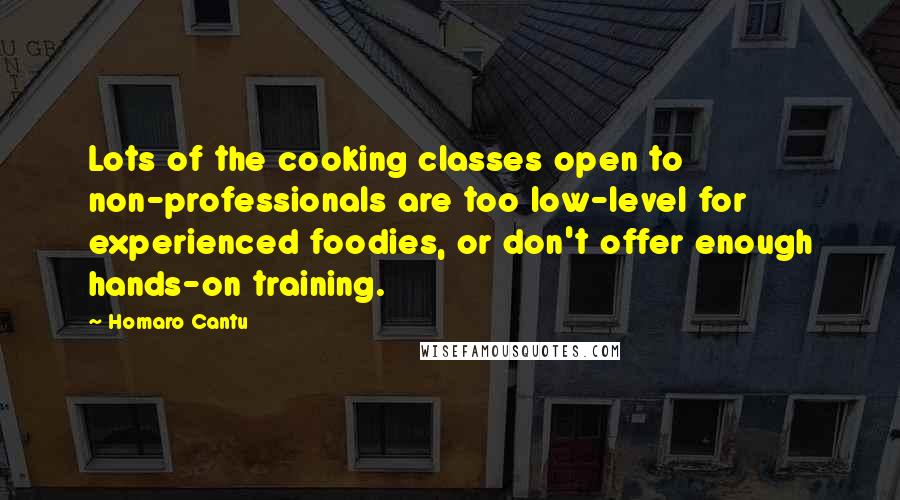 Homaro Cantu Quotes: Lots of the cooking classes open to non-professionals are too low-level for experienced foodies, or don't offer enough hands-on training.