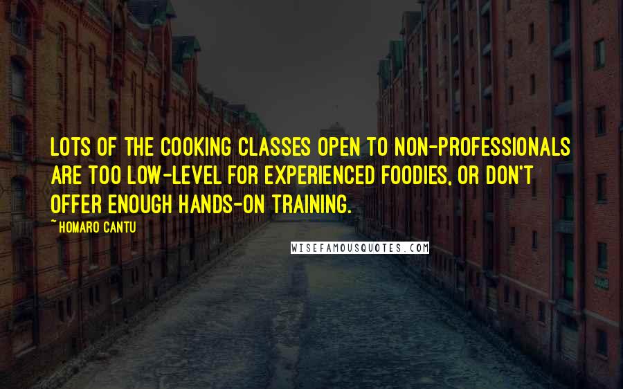 Homaro Cantu Quotes: Lots of the cooking classes open to non-professionals are too low-level for experienced foodies, or don't offer enough hands-on training.