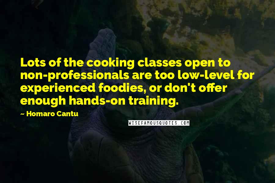 Homaro Cantu Quotes: Lots of the cooking classes open to non-professionals are too low-level for experienced foodies, or don't offer enough hands-on training.