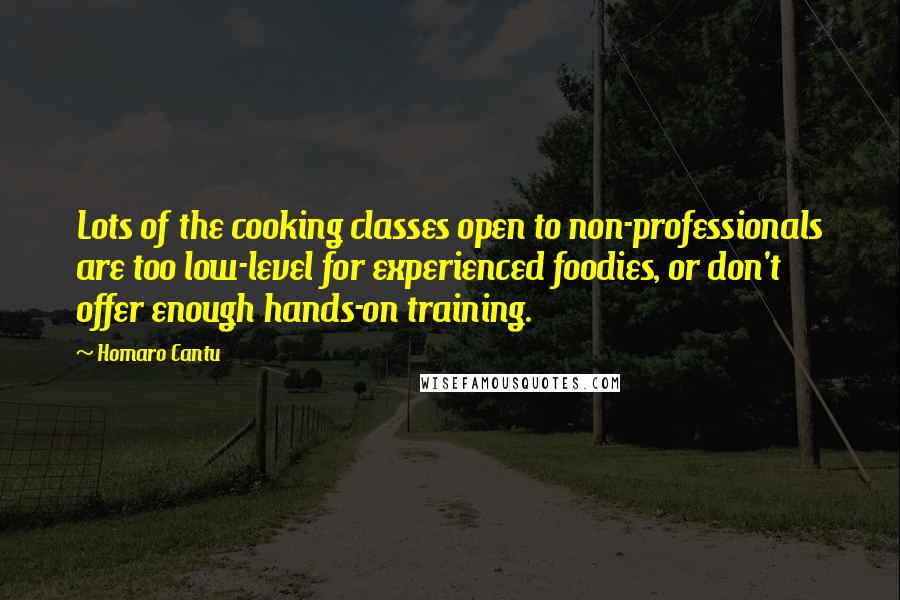 Homaro Cantu Quotes: Lots of the cooking classes open to non-professionals are too low-level for experienced foodies, or don't offer enough hands-on training.