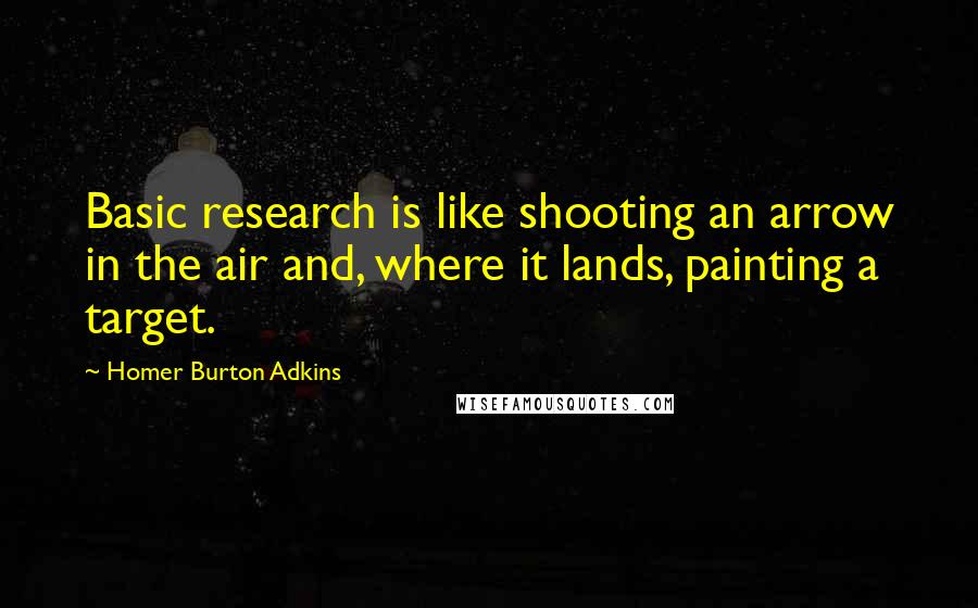 Homer Burton Adkins Quotes: Basic research is like shooting an arrow in the air and, where it lands, painting a target.