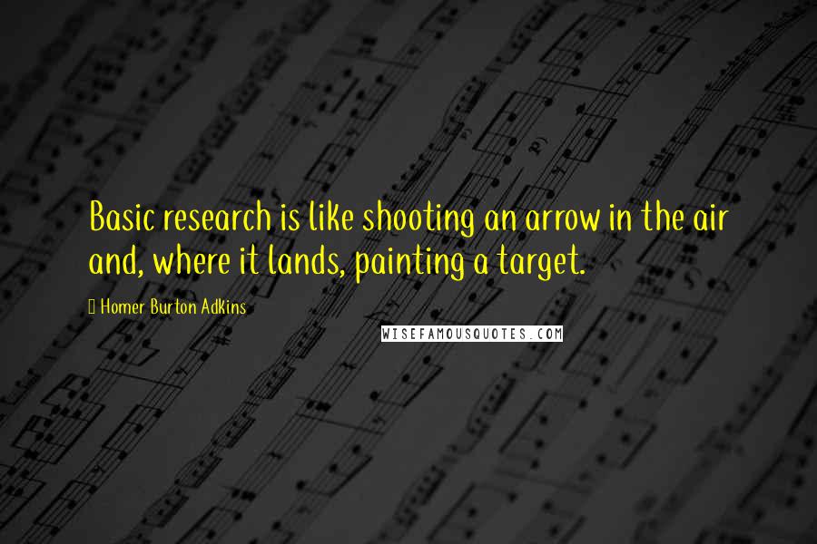 Homer Burton Adkins Quotes: Basic research is like shooting an arrow in the air and, where it lands, painting a target.