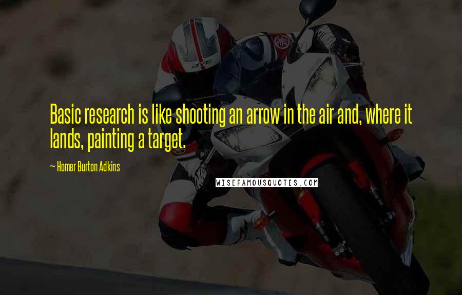 Homer Burton Adkins Quotes: Basic research is like shooting an arrow in the air and, where it lands, painting a target.