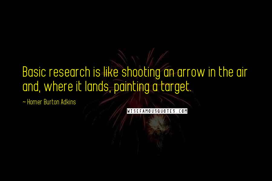 Homer Burton Adkins Quotes: Basic research is like shooting an arrow in the air and, where it lands, painting a target.