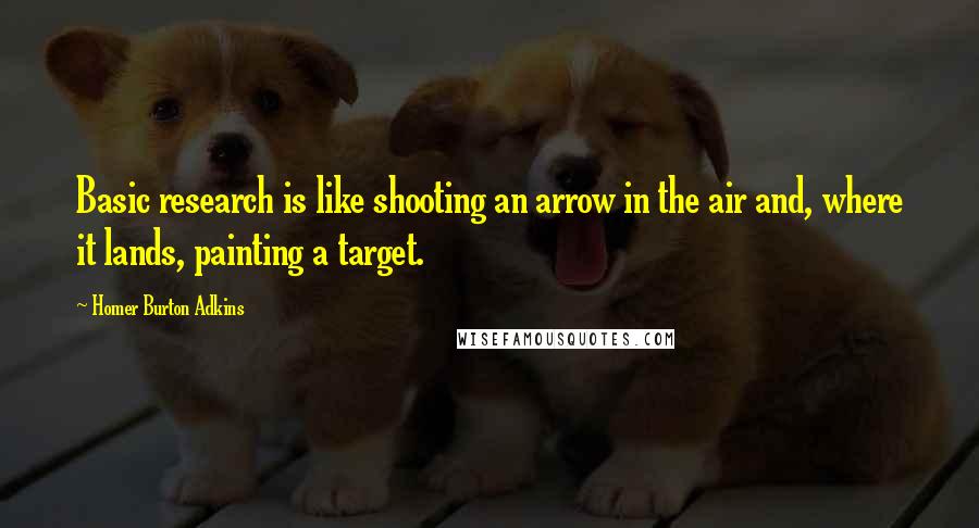 Homer Burton Adkins Quotes: Basic research is like shooting an arrow in the air and, where it lands, painting a target.