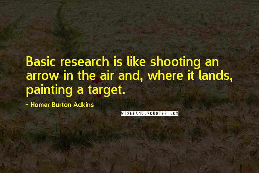 Homer Burton Adkins Quotes: Basic research is like shooting an arrow in the air and, where it lands, painting a target.