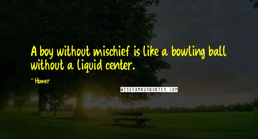 Homer Quotes: A boy without mischief is like a bowling ball without a liquid center.