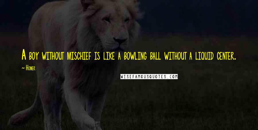 Homer Quotes: A boy without mischief is like a bowling ball without a liquid center.