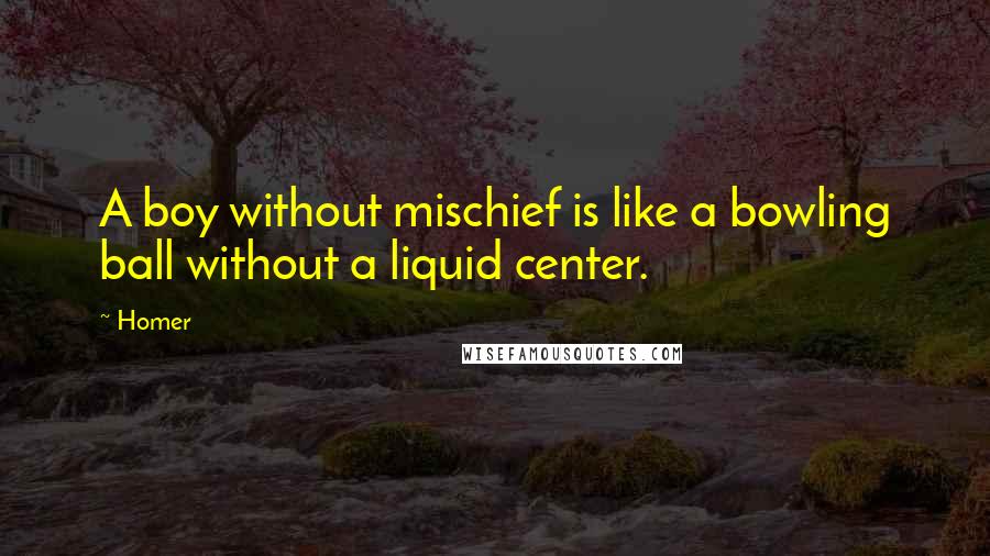 Homer Quotes: A boy without mischief is like a bowling ball without a liquid center.