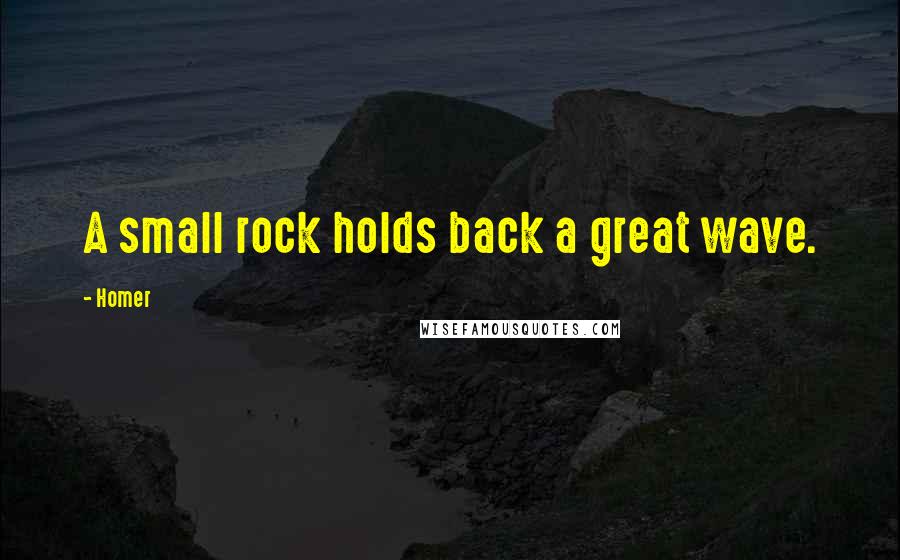 Homer Quotes: A small rock holds back a great wave.