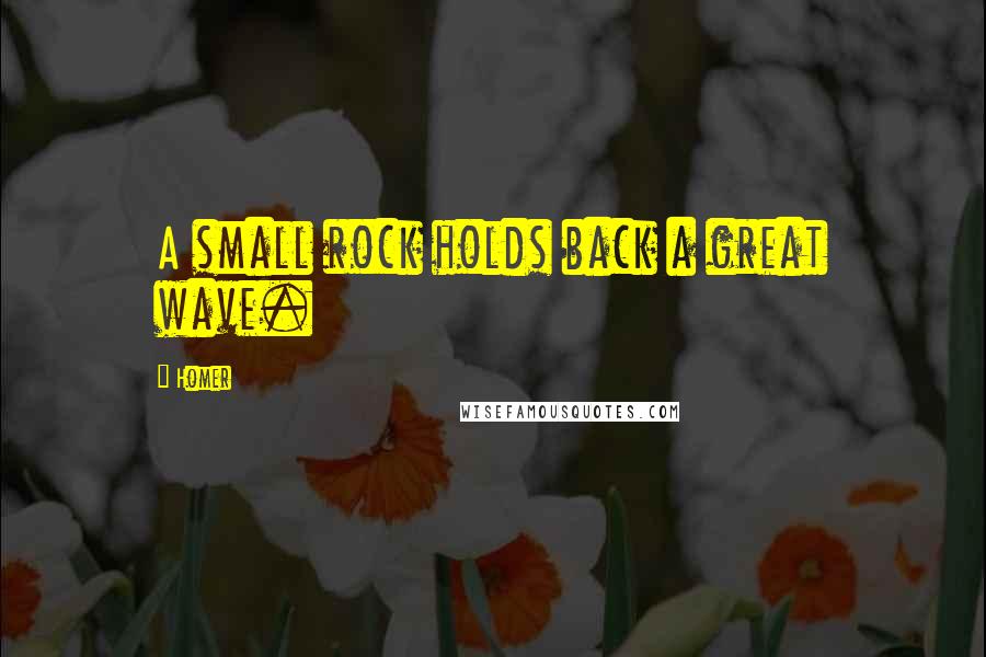 Homer Quotes: A small rock holds back a great wave.