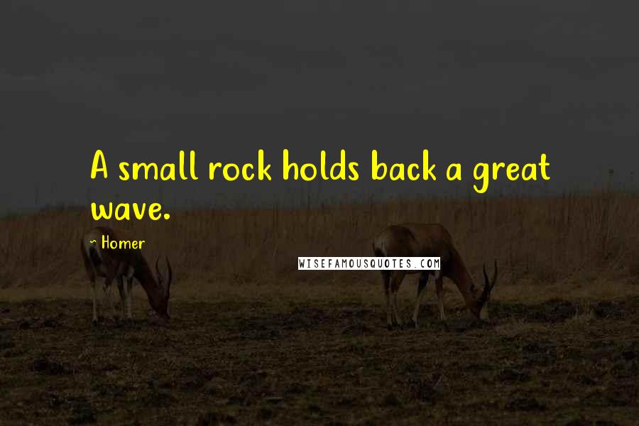 Homer Quotes: A small rock holds back a great wave.