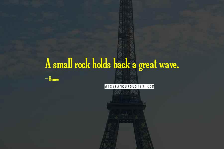 Homer Quotes: A small rock holds back a great wave.