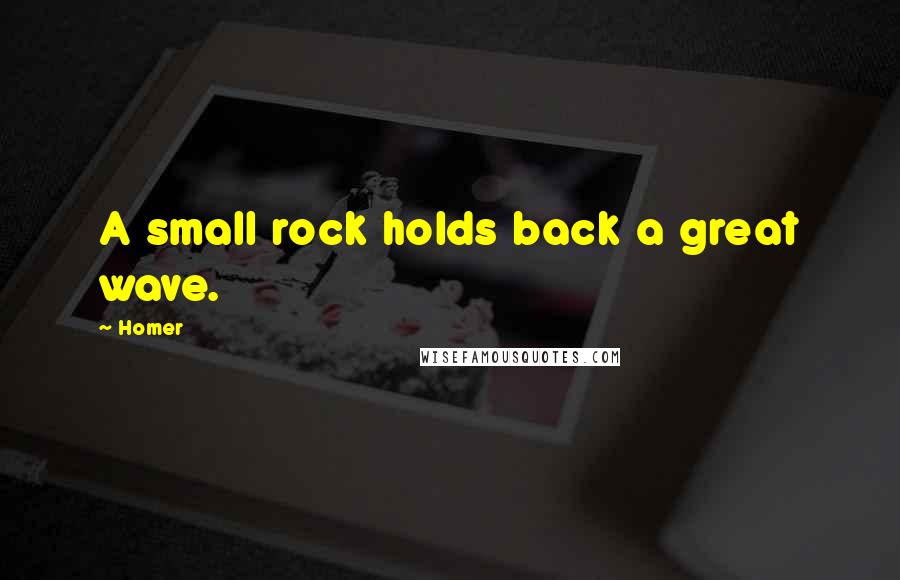 Homer Quotes: A small rock holds back a great wave.