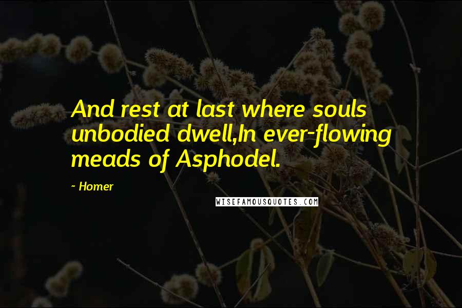 Homer Quotes: And rest at last where souls unbodied dwell,In ever-flowing meads of Asphodel.