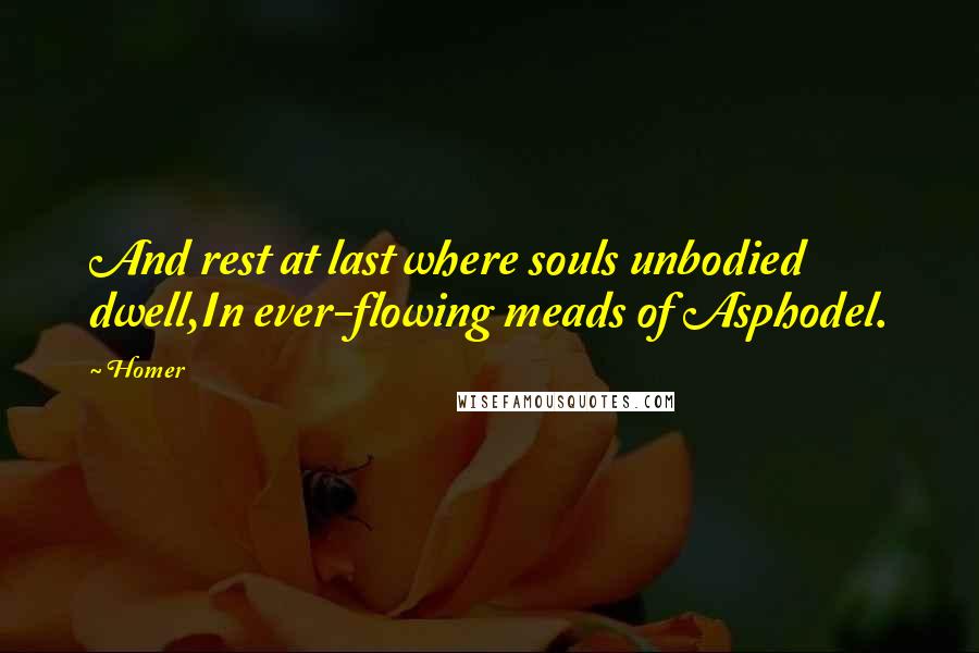 Homer Quotes: And rest at last where souls unbodied dwell,In ever-flowing meads of Asphodel.