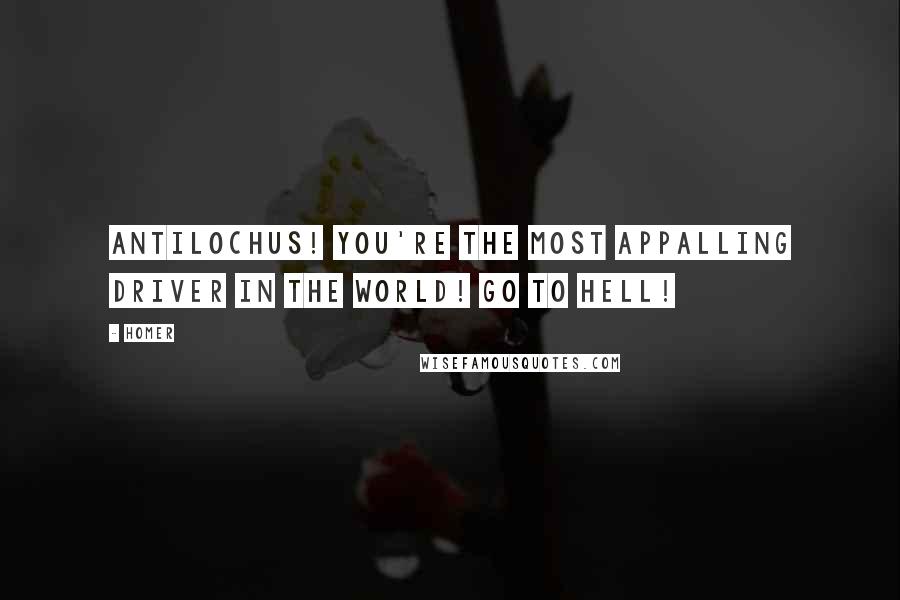 Homer Quotes: Antilochus! You're the most appalling driver in the world! Go to hell!