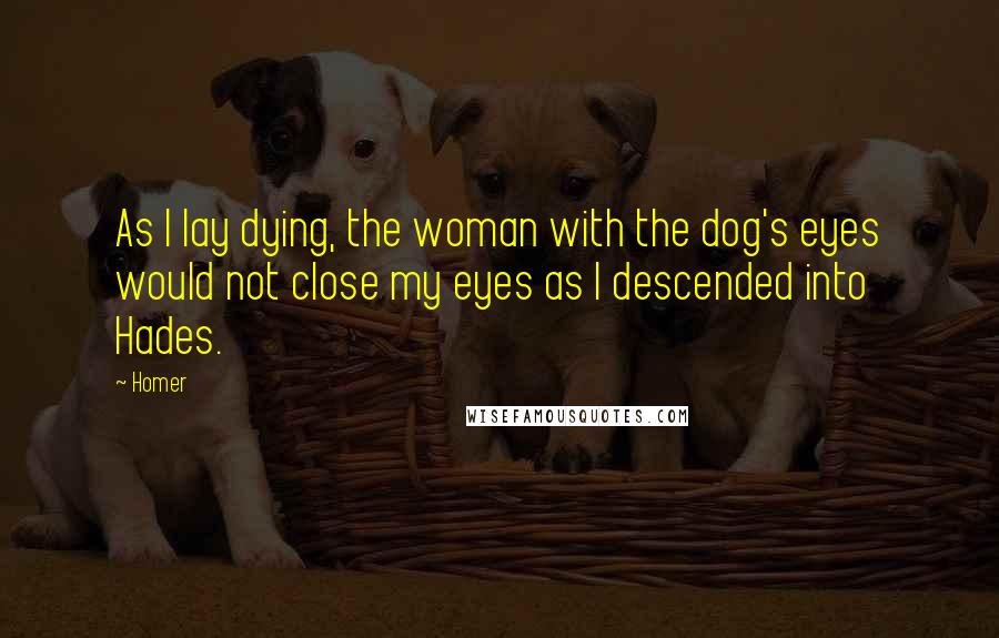 Homer Quotes: As I lay dying, the woman with the dog's eyes would not close my eyes as I descended into Hades.