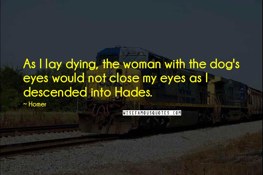 Homer Quotes: As I lay dying, the woman with the dog's eyes would not close my eyes as I descended into Hades.