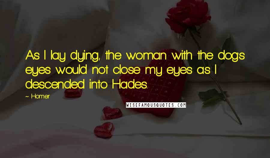 Homer Quotes: As I lay dying, the woman with the dog's eyes would not close my eyes as I descended into Hades.