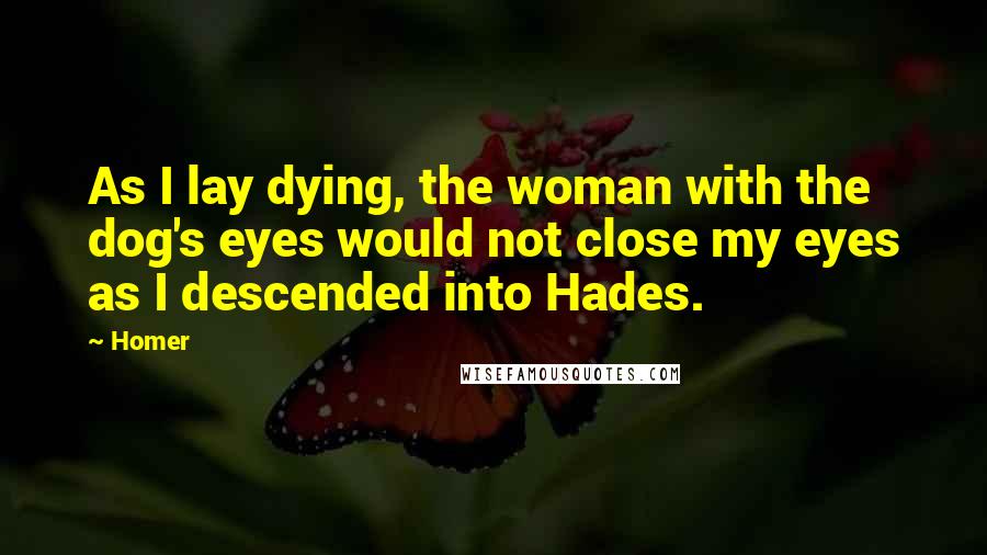 Homer Quotes: As I lay dying, the woman with the dog's eyes would not close my eyes as I descended into Hades.