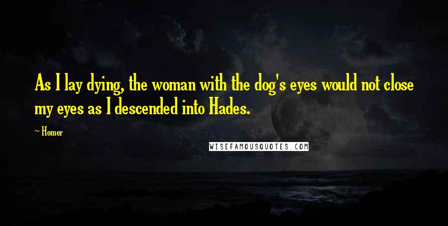 Homer Quotes: As I lay dying, the woman with the dog's eyes would not close my eyes as I descended into Hades.
