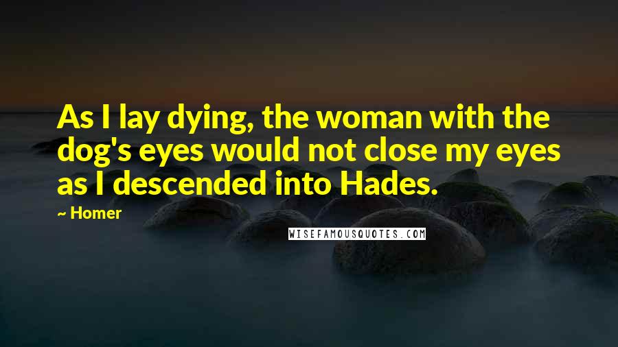 Homer Quotes: As I lay dying, the woman with the dog's eyes would not close my eyes as I descended into Hades.