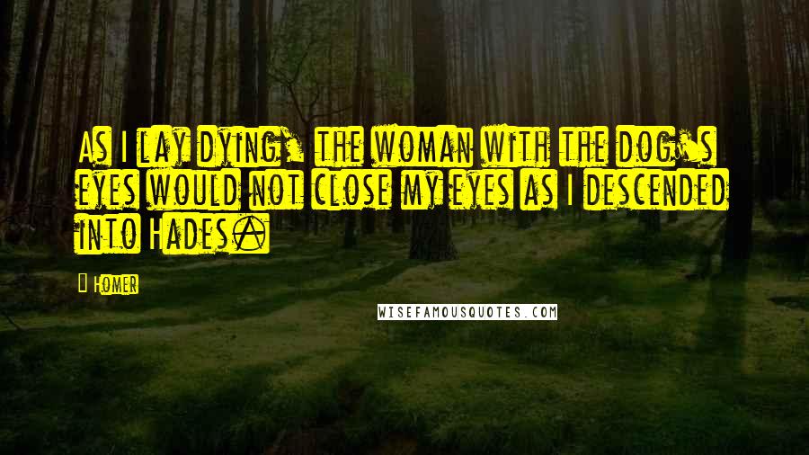 Homer Quotes: As I lay dying, the woman with the dog's eyes would not close my eyes as I descended into Hades.