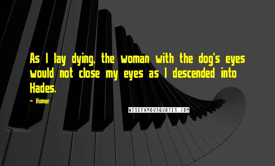 Homer Quotes: As I lay dying, the woman with the dog's eyes would not close my eyes as I descended into Hades.