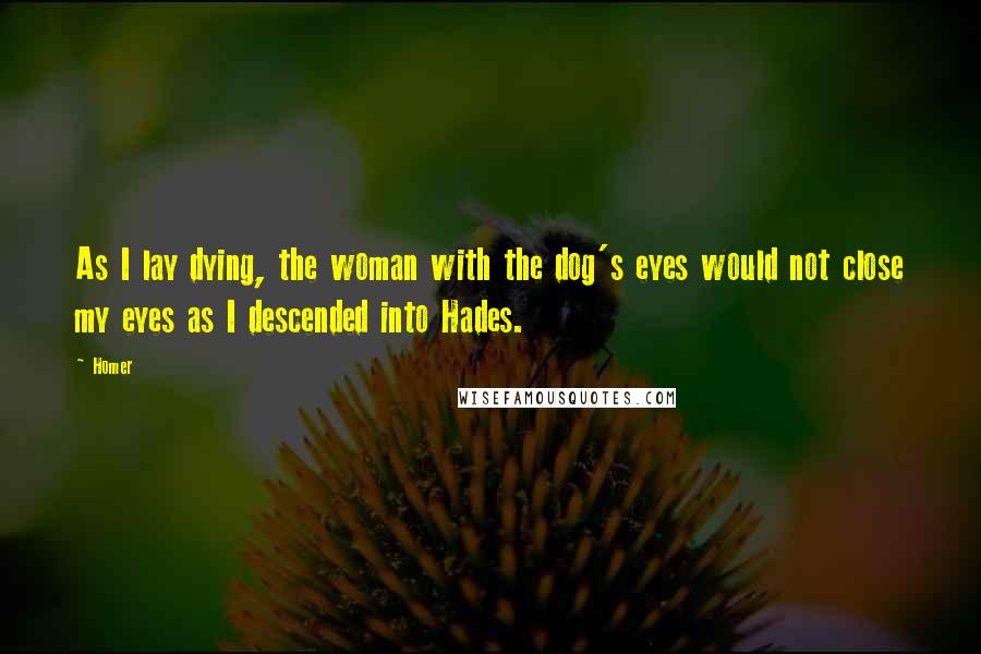 Homer Quotes: As I lay dying, the woman with the dog's eyes would not close my eyes as I descended into Hades.