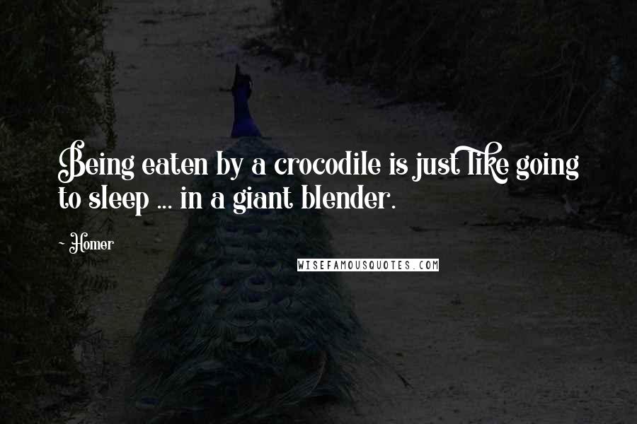 Homer Quotes: Being eaten by a crocodile is just like going to sleep ... in a giant blender.