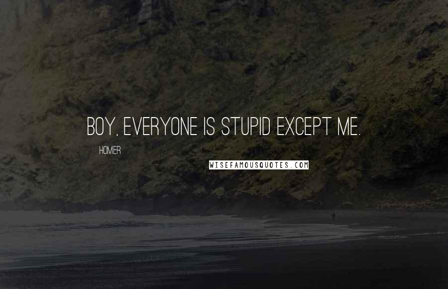 Homer Quotes: Boy, everyone is stupid except me.