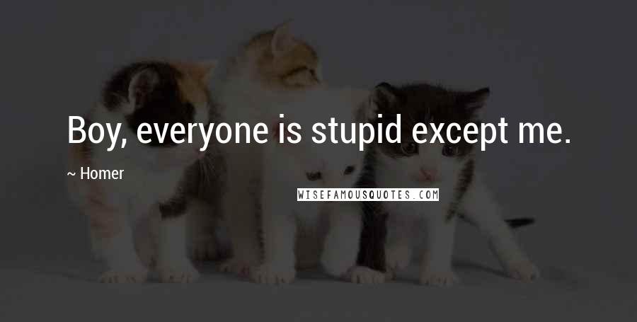 Homer Quotes: Boy, everyone is stupid except me.