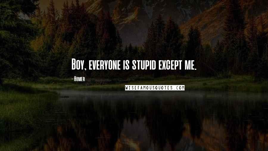 Homer Quotes: Boy, everyone is stupid except me.