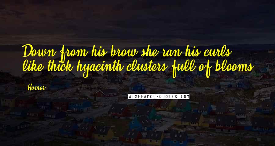 Homer Quotes: Down from his brow she ran his curls like thick hyacinth clusters full of blooms