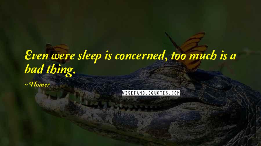 Homer Quotes: Even were sleep is concerned, too much is a bad thing.