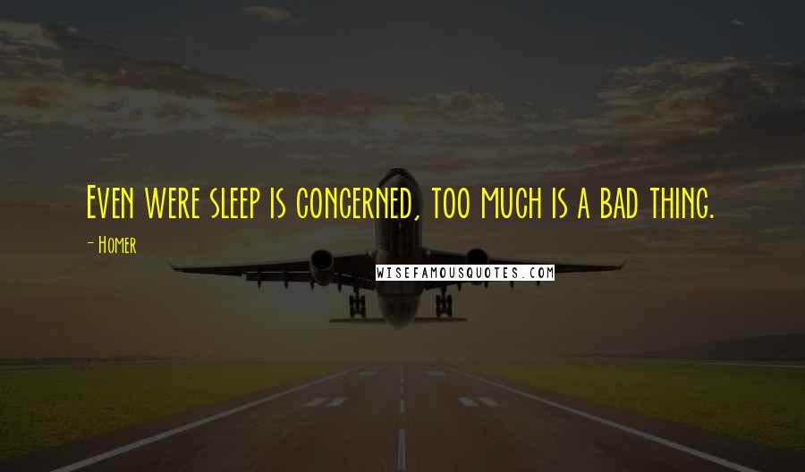 Homer Quotes: Even were sleep is concerned, too much is a bad thing.