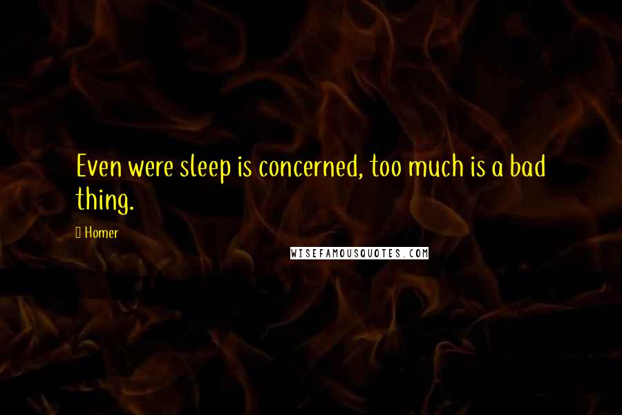 Homer Quotes: Even were sleep is concerned, too much is a bad thing.