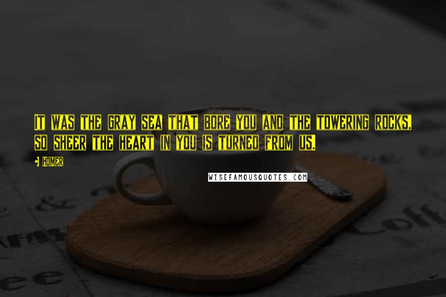 Homer Quotes: It was the gray sea that bore you and the towering rocks, so sheer the heart in you is turned from us.